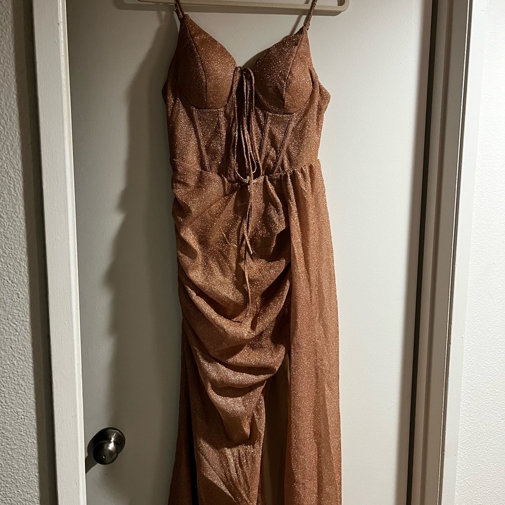 Shimmering Bronze Evening Gown